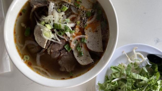Bun Bo Hue / Spicy Beef Noodle Soup · Gluten-Free. Spicy lemongrass broth with beef shank, steak, and tendon.