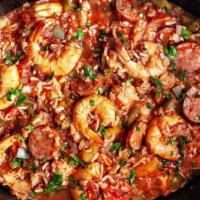 Jambalaya · Andouille sausage, chicken, and cajun spices cooked with rice.