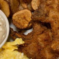 Breakfast Special 3 (With 2 Pork Chops) · 2 eggs any style, 2 pork chops, home fries, biscuit, and side gravy.