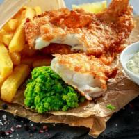 Fish And Chips · 2 large pieces of freshly battered whiting fish with our fresh french fries.
