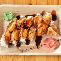 Blufin Roll · Spicy tuna, avocado, shrimp tempura, cream
cheese, topped with spicy mayo