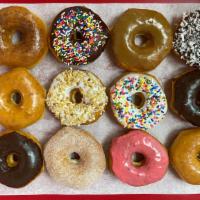 Donut Mix · Mix of glazed donut, chocolate donut, Cinnamon sugar donut, sprinkle donut, peanut, maple do...