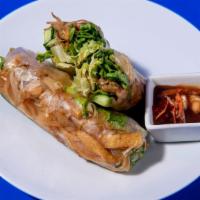 Jicama Roll (2) · Lettuce, mint, cucumber, white onion, beansprout, fried shallot and peanut wrapped in rice p...