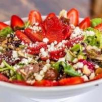 Lg Vivel Salad · Organic spring mix, Organic shredded kale, Organic dates, Toasted almonds, Goat cheese, Fres...