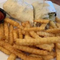 Cajun Chicken Pepper-Jack Wrap · Char-grilled chicken breast coated with Cajun seasoning & topped with our house made ranch d...