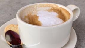 Cappuccino · One third espresso, one third steamed milk, one third foam.