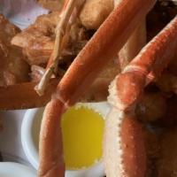 Captain’S Plate · Golden-Fried Prawns, Halibut, Scallops, Fish, Clam Strips and Steamed Crab Legs.