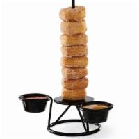 Cinnamon Sugar Doh! Rings® · Eight cinnamon & sugar croissant donut rings, served with caramel & fudge. Cal 1550.