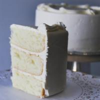 Wedding Cake · Three layers of French vanilla cake with vanilla icing.