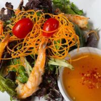 Grilled Jumbo Shrimp Salad · Mild hot. Shrimp grilled to perfection and served on a bed of mixed salad greens in an exoti...