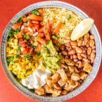 **Mexican Dinner Combo (Comes With Tortillas)** · Choice of meat, rice, beans, cheese, shredded lettuce, pico de gallo, corn salsa,. guacamole...