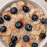 Oatmeal · Choose two: blueberries, strawberries, pecans, almonds, or raisins with brown sugar on side.
