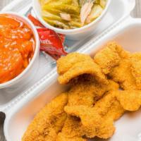 Fried Catfish Plate · Comes with three sides and two pieces of cornbread.