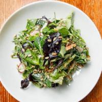 Waterman Salad · Jeffery’s baby greens, carrot, cucumber, radish, fennel, snow peas, sunflower seeds, lemon-t...