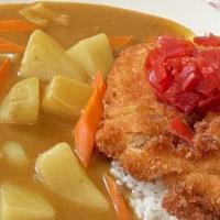 Chicken Katsu Curry · Japanese curry, potato, carrot, onion and breaded chicken cutlets over steamed rice