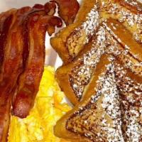 French Toast Platter · 3 French Toast,2 eggs any style, and 1 choice of meat(syrup included)