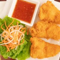 Crispy Shrimp (3 Pieces)  · Three pieces of deep-fried shrimp with a side of lettuce and pickled radish served with our ...