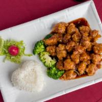 General Tsos Chicken · Served with steamed white rice
