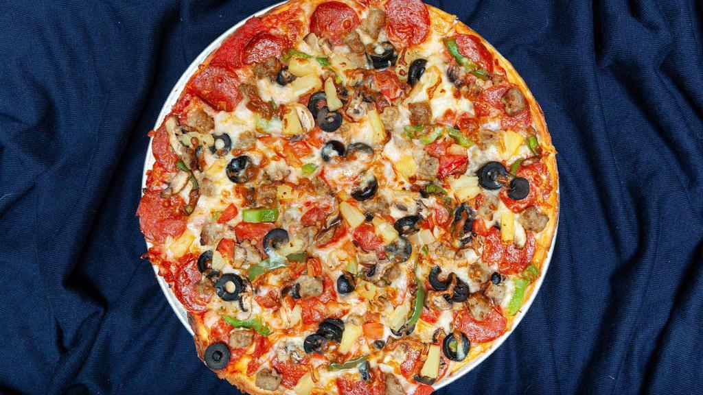 Cheese Pizza · Add your choice of toppings for an extra charge.