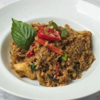 Thai Basil Spicy Fried Rice · This fried rice is spicy and equally nice with a burst of flavors from fresh basil, onions, ...