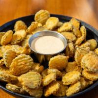 Fried Pickles · Lightly battered and fried, chipotle-ranch dressing.