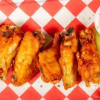 Buffalo Wings · Six wings, hot or suicidal served with celery stick & blue cheese.