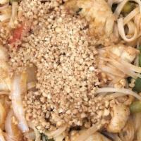 Pad Thai · Choice of chicken, beef or shrimp. Traditional Thai noodle dish nicely spiced and not too sw...