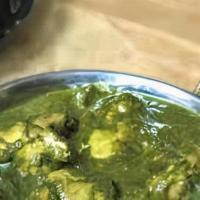 Saag Paneer · Gluten-free. Spinach, homemade cheese, fenugreek leaves, spices.