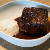 Sticky Toffee Pudding · Home-made Sticky Toffee Pudding served with a toffee sauce and cinnamon whipped cream.
