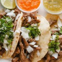 Tacos · Choice of meat +
Soft handmade tortilla, cilantro & onion