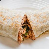 Vegetarian Or Vegan Burrito · Flour tortilla,  cheese, beans, rice, mushrooms and spinach.
*Vegan NO cheese*