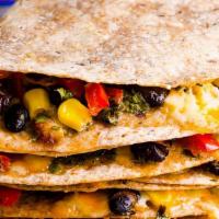 Vegetarian Quesadilla · Grilled corn handmade tortilla, cheese, spinach and/or mushrooms