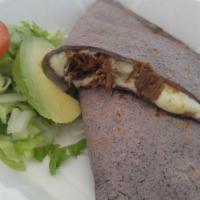 Meat Quesadilla · Quesadilla filled with your choice of meat. Served with lettuce, tomato, avocado and sour cr...