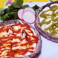 Traditional Picaditas · A home styled comfort food made with a thick organic blue corn handmade tortilla. Traditiona...