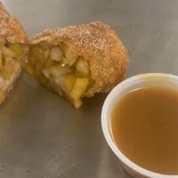 Caramel Apple Pie Egg Roll · McIntosh & Granny Smith Apples with an apple cider & caramel sauce filling. Served with cara...