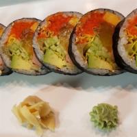 Futomaki · Sushi rice, seaweed, sesame seed, tamago, lettuce, kanpyo, pickled radish, fish roe, avocado...
