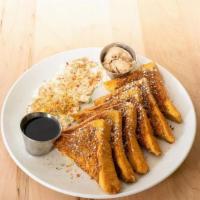 French Toast · tx challah, cereal topping, maple syrup, cereal milk whipped cream. add blueberry, chocolate...