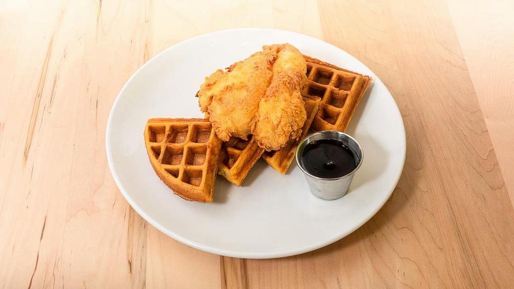 Chicken & Waffles · fried chicken, waffles, maple syrup, cinnamon butter