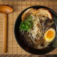 Akira Ramen · Tonkotsu salt flavor with chashu. Stir fried bean sprout, onion with pork, Soft-boiled egg, ...