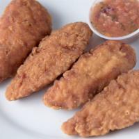 Chicken Tenders · Four Chicken Tenders with a side of Honey Mustard Sauce.