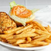 Jumbo Lump Crab Cake · A mouthwatering delight! Chef curry's famous specialty. Only the best goes into this ten-oun...