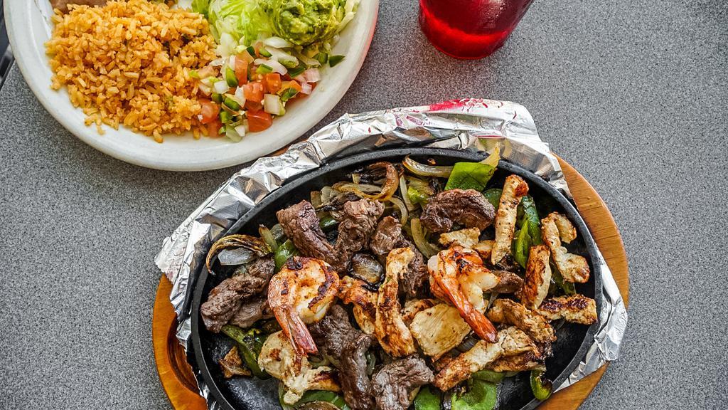 Parrillada · A mixed grill of jumbo shrimp, chicken and beef fajita. These items may be served raw or undercooked, or contain raw or undercooked ingredients. Consuming raw or undercooked meats, poultry, seafood, shellfish or eggs may increase your risk of food borne illness.