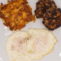 The Eggstasy Plate · Our classic breakfast plate including 2 cage-free eggs cooked any style with 2 chicken or be...