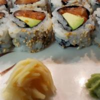​Spicy Salmon With Avocado Roll · Sushi rice, spicy salmon, avocado, sesame seed, seaweed.