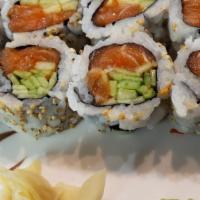​Spicy Salmon With Cucumber Roll · Sushi rice, spicy sauce, salmon, cucumber, sesame seed, seaweed.