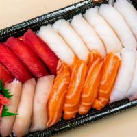 Nigiri Sushi Deluxe # 24 · Fresh tuna and salmon nigiri sushi.