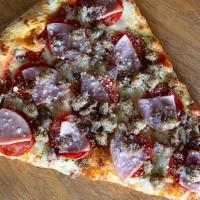Slice Carnivore · Pepperoni, Sausage, Canadian bacon, Beef, Romano