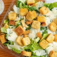 Chicken Caesar Salad · Romaine lettuce, croutons, Parmesan cheese, chicken breast and Caesar dressing.