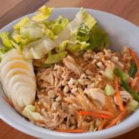Hot Thai Noodles · Rice noodles, vegetables, hard-boiled egg, lettuce, fried onion, cilantro and chives. Served...