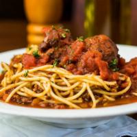 Spaghetti Bolognese · Traditional bolognese sauce, reggiano parmesan.